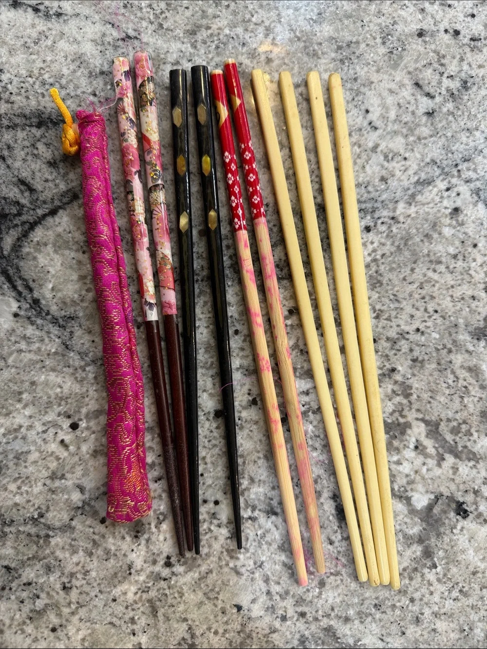 Vintage Chopsticks Decorative Japanese-Style Chopstick Set in Red, Black & Cream
